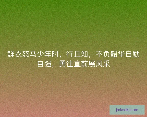 鲜衣怒马少年时，行且知，不负韶华自励自强，勇往直前展风采